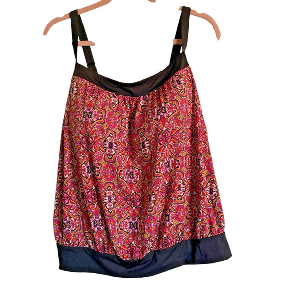 Lands End Sz‎ 18W Blouson Tankini Swim Top Mosaic Beach Summer Pool Adjustable - Picture 1 of 8